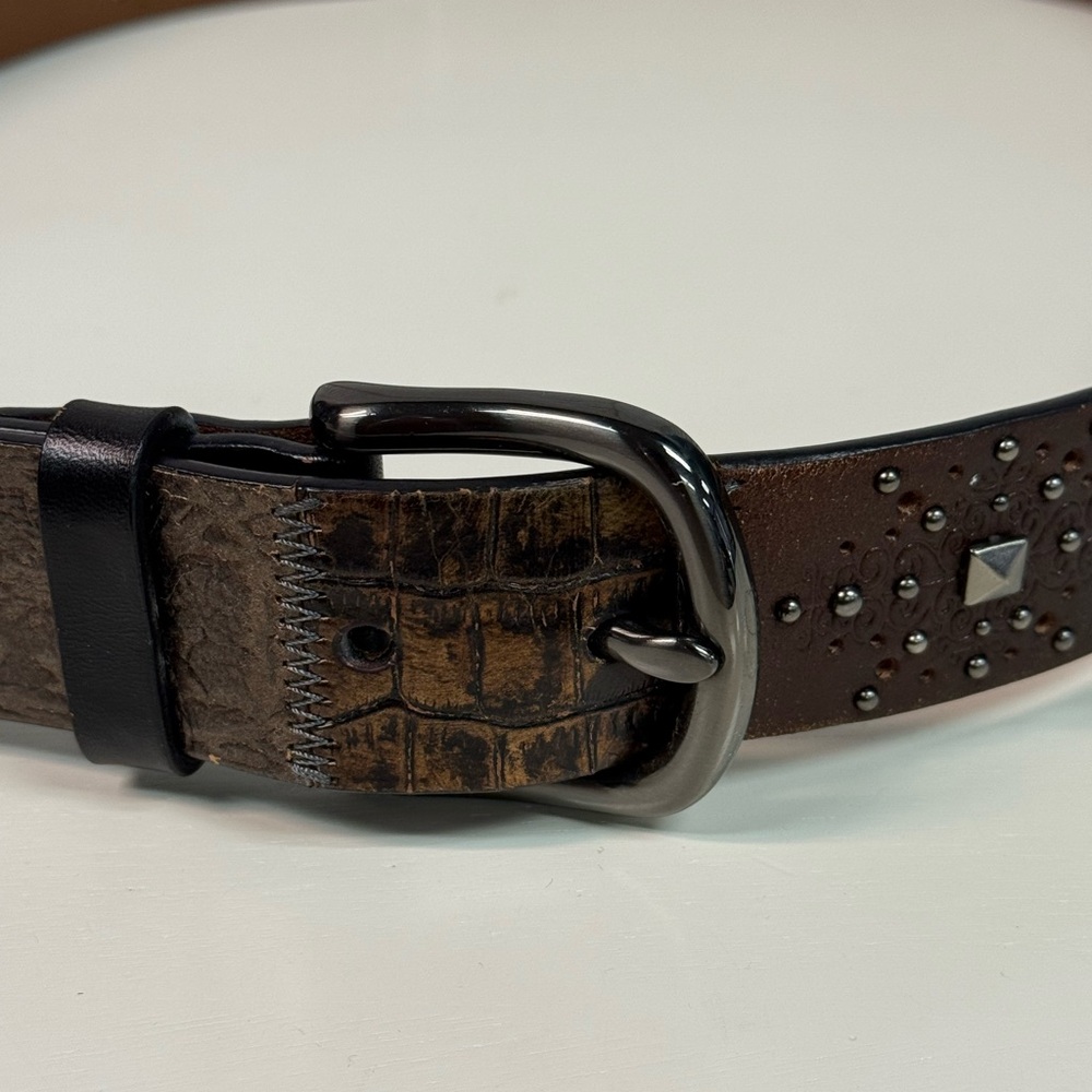 Fossil Multicolor Patchwork Studded Boho Genuine … - image 2